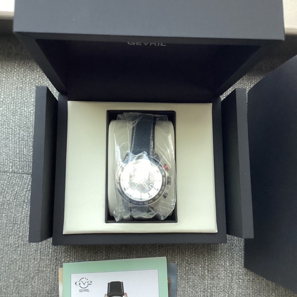 GEVRIL Men's GV2 Scuderia White Dial Black Leather Chronograph Date Watch, 45mm - Picture 2 of 13